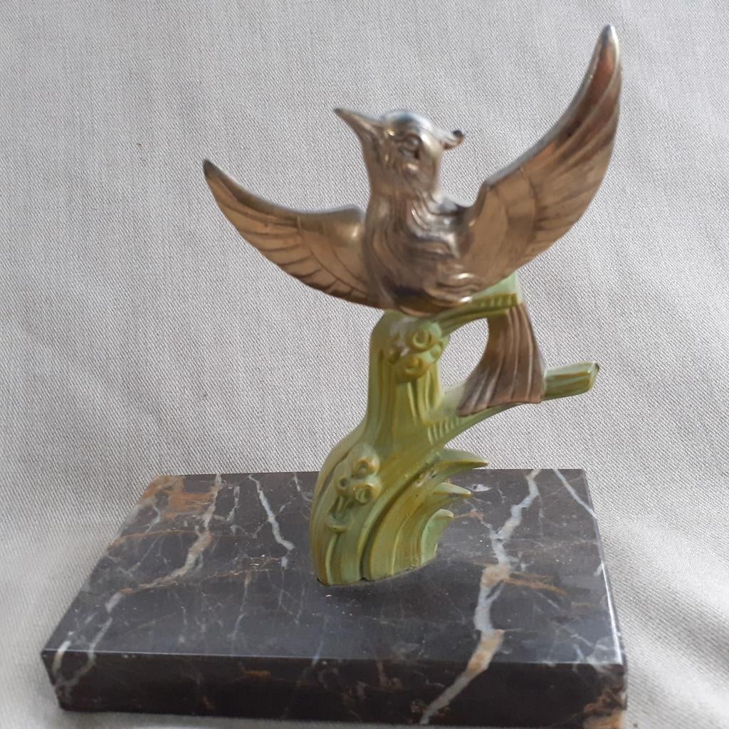 Art Deco beeld "Vogel" op marmer, Ophalen of Verzenden