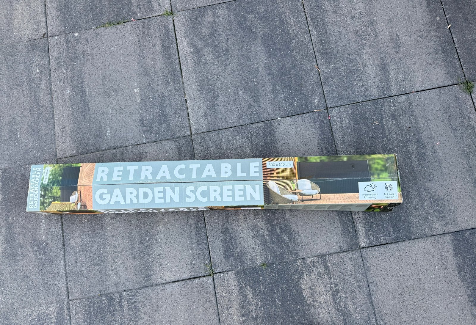 Uitschuifbaar zwart tuinscherm 300x140 cm, Ophalen, Overige materialen, 1 tot 2 meter, Nieuw