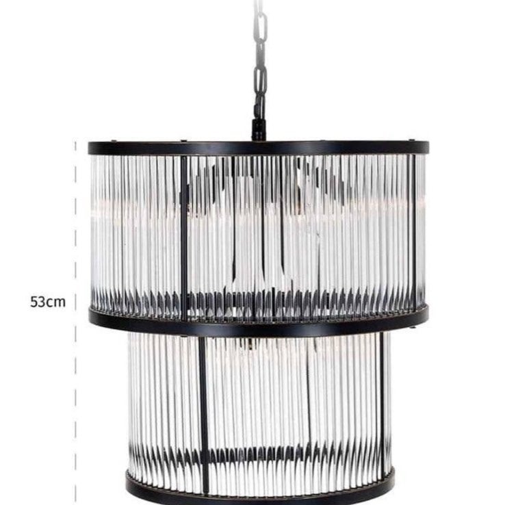 Moderne hanglamp met glazen buizen, richmond, Ophalen of Verzenden, Zo goed als nieuw, Glas, E14 (klein)
