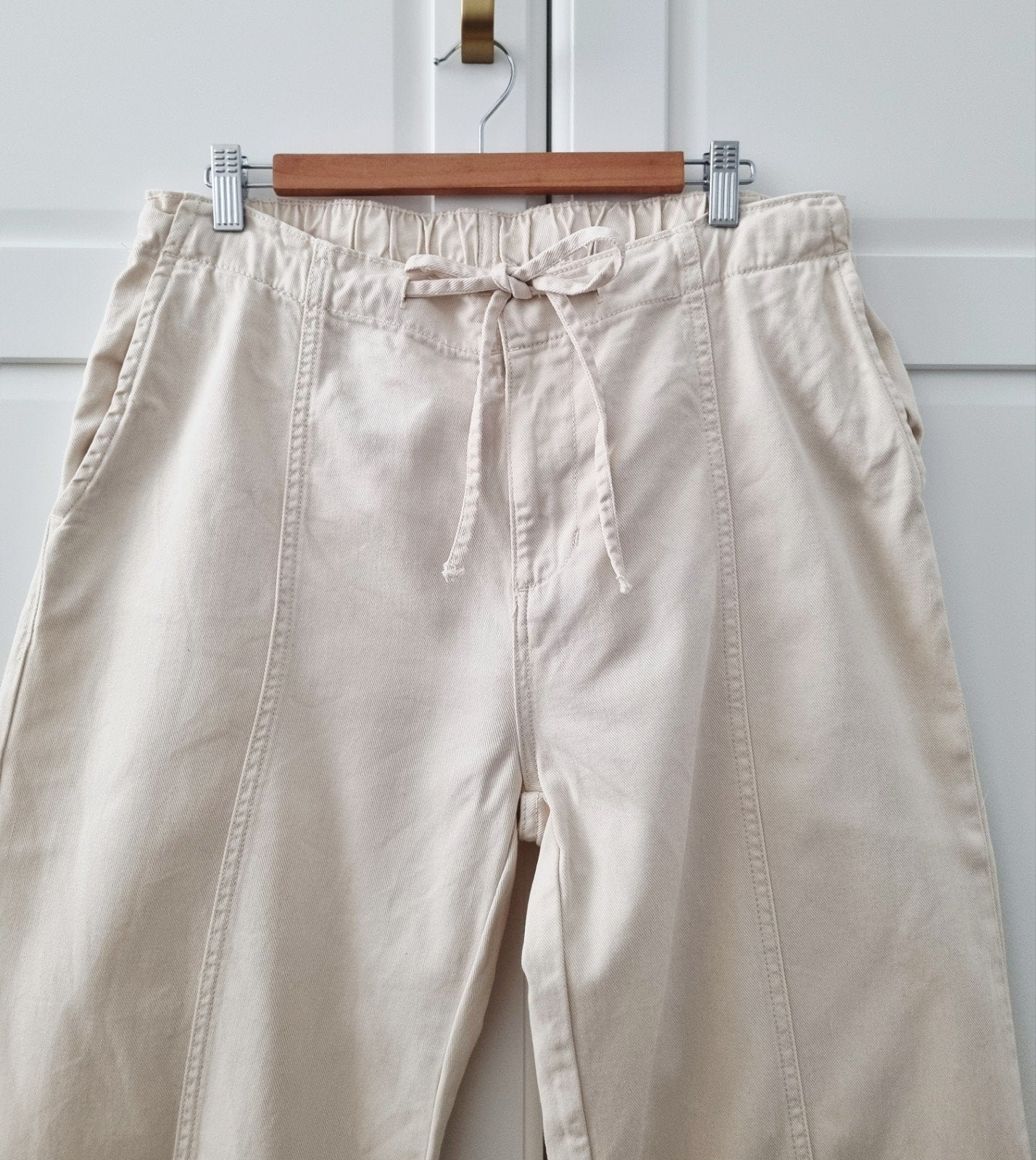 Katoenen wijde pijpen broek dames crème maat 44, Verzenden, Zeeman, Beige, Maat 42/44 (L)