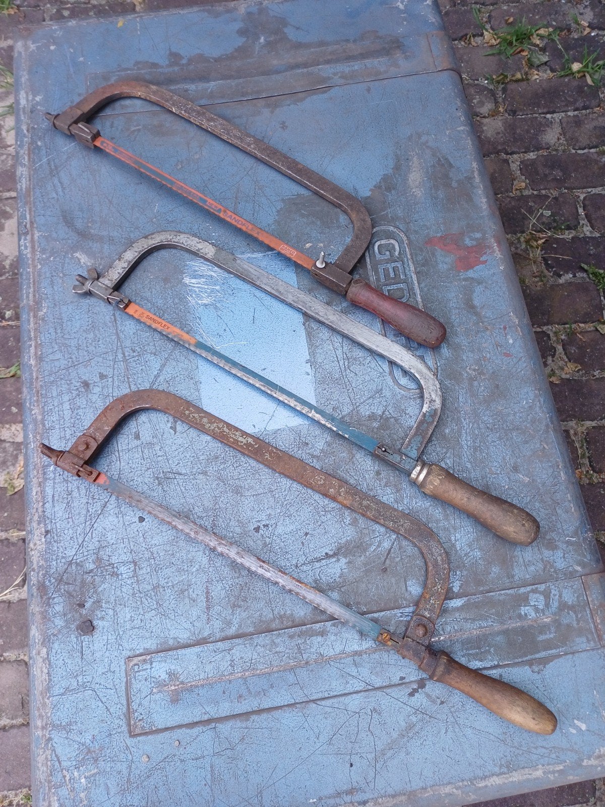 Set van 3 oude handzagen - ijzerzagen, Ophalen of Verzenden, Gebruikt, Zaag, Stanley