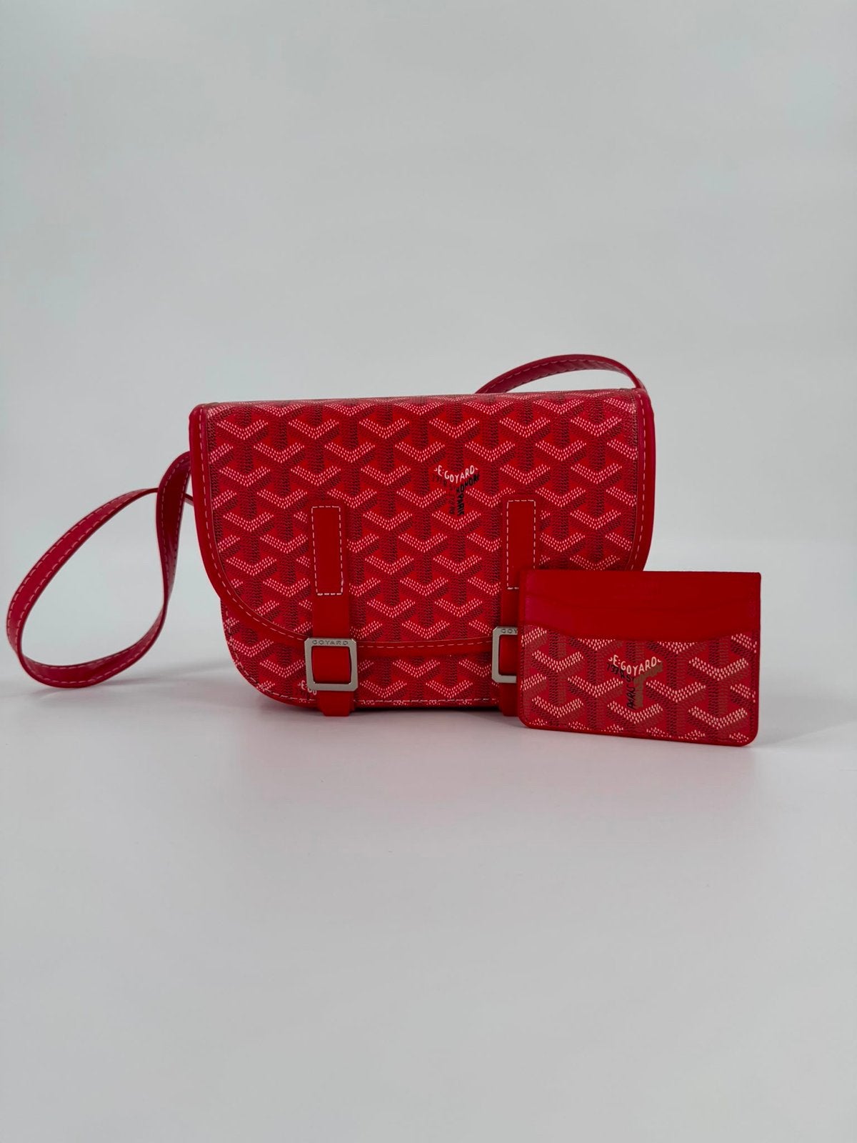 Goyard Schoudertasje & Kaarthouder Set Rood, Ophalen, Zo goed als nieuw, Rood, Schoudertasje