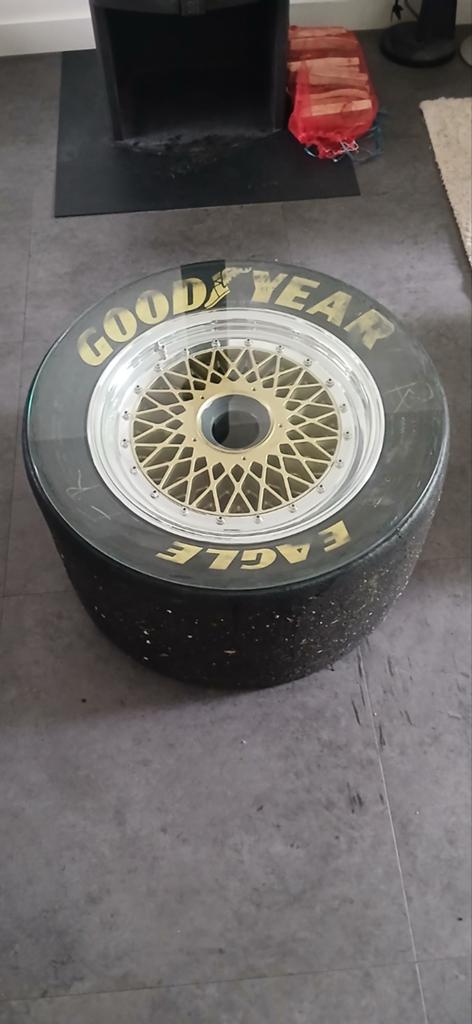 Centerlock tafel bbs dtm goodyear met glasplaat, Ophalen of Verzenden, Zo goed als nieuw