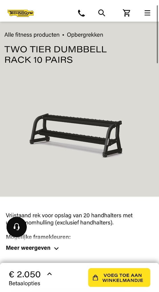 two tier dumbbell rack technogym, Sport en Fitness, Ophalen, Zo goed als nieuw, Dumbbell