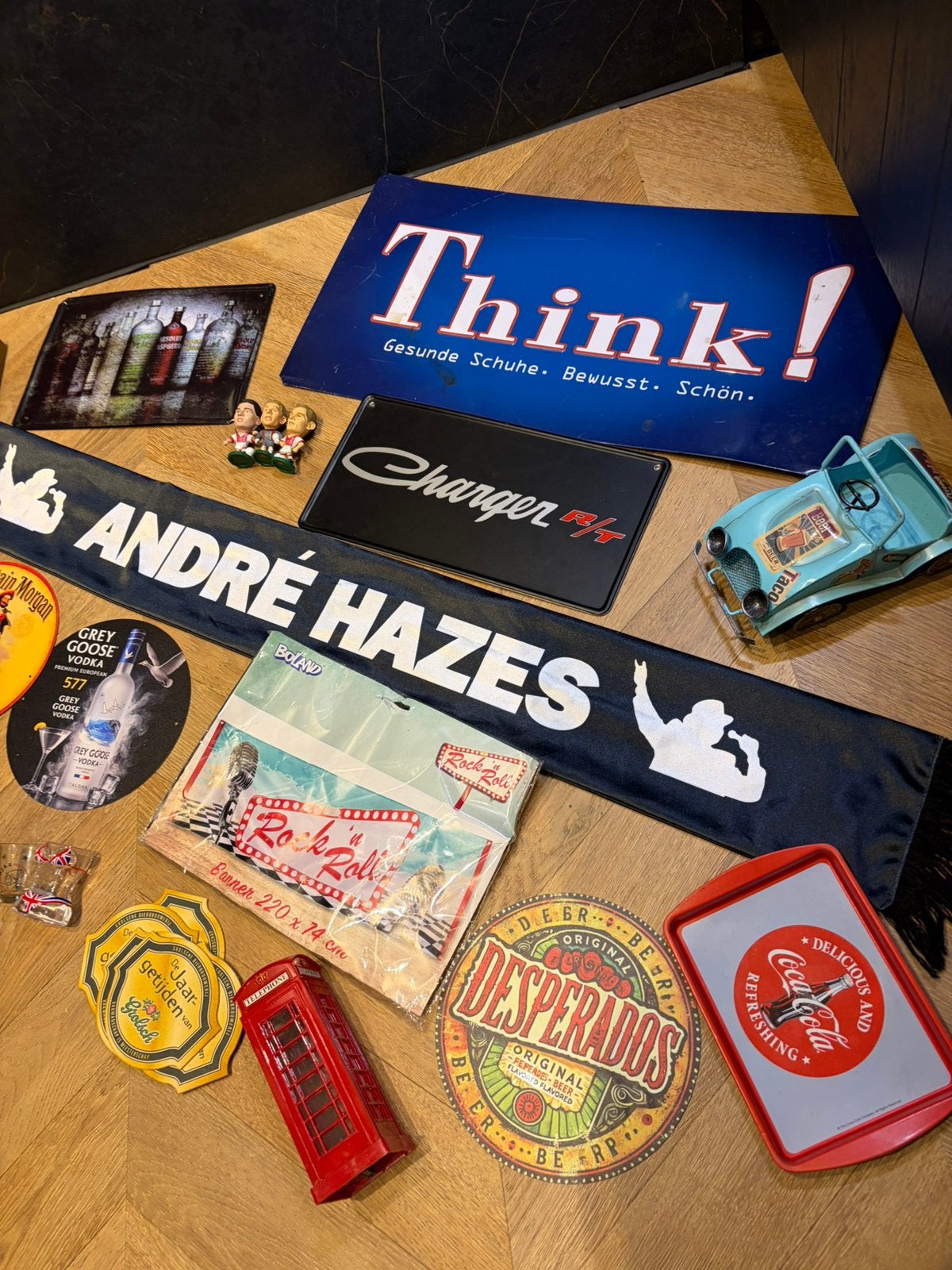 Set mancave bar decoratie coca cola andre hazes bier, Verzamelen, Ophalen of Verzenden, Zo goed als nieuw, Reclamebord