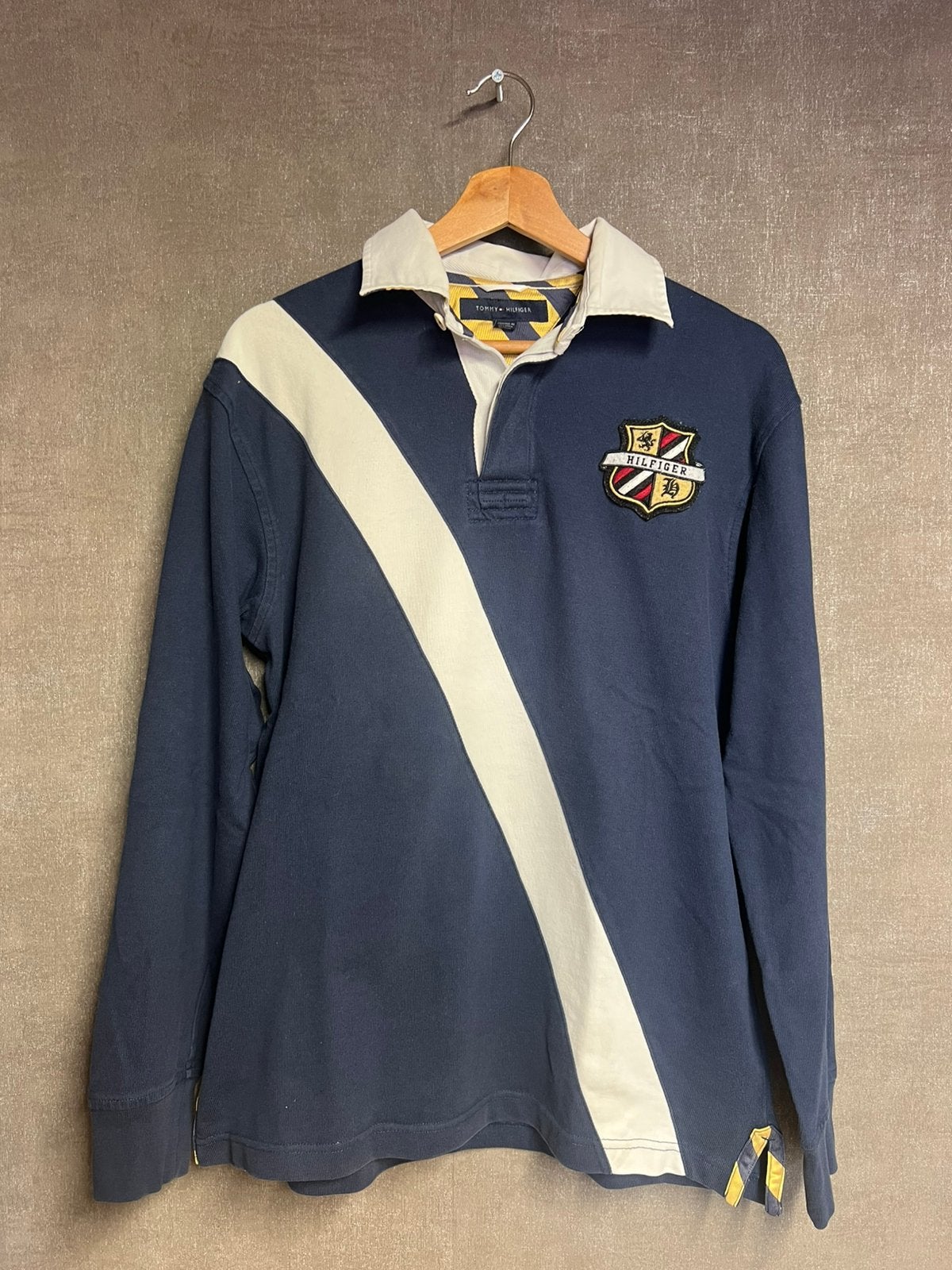 vintage Tommy Hilfiger rugby shirt, Ophalen of Verzenden, Zo goed als nieuw, Maat 46 (S) of kleiner, Blauw
