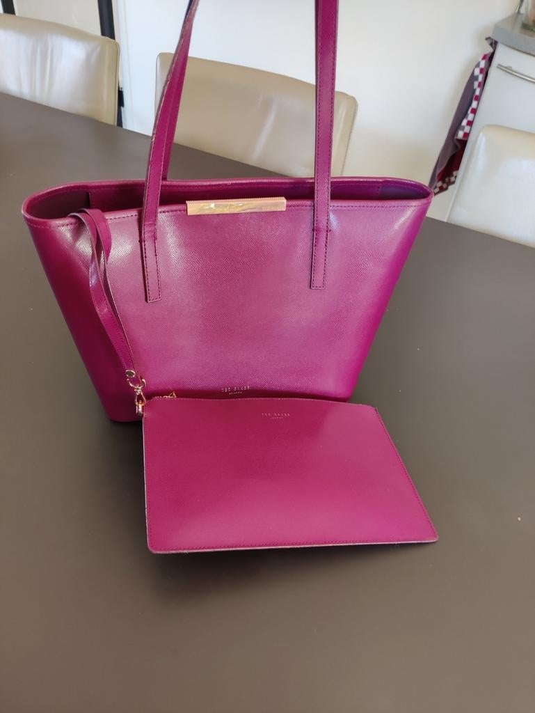 Ted Baker leren tas + clutch  €179, Ophalen of Verzenden, Zo goed als nieuw, Handtas