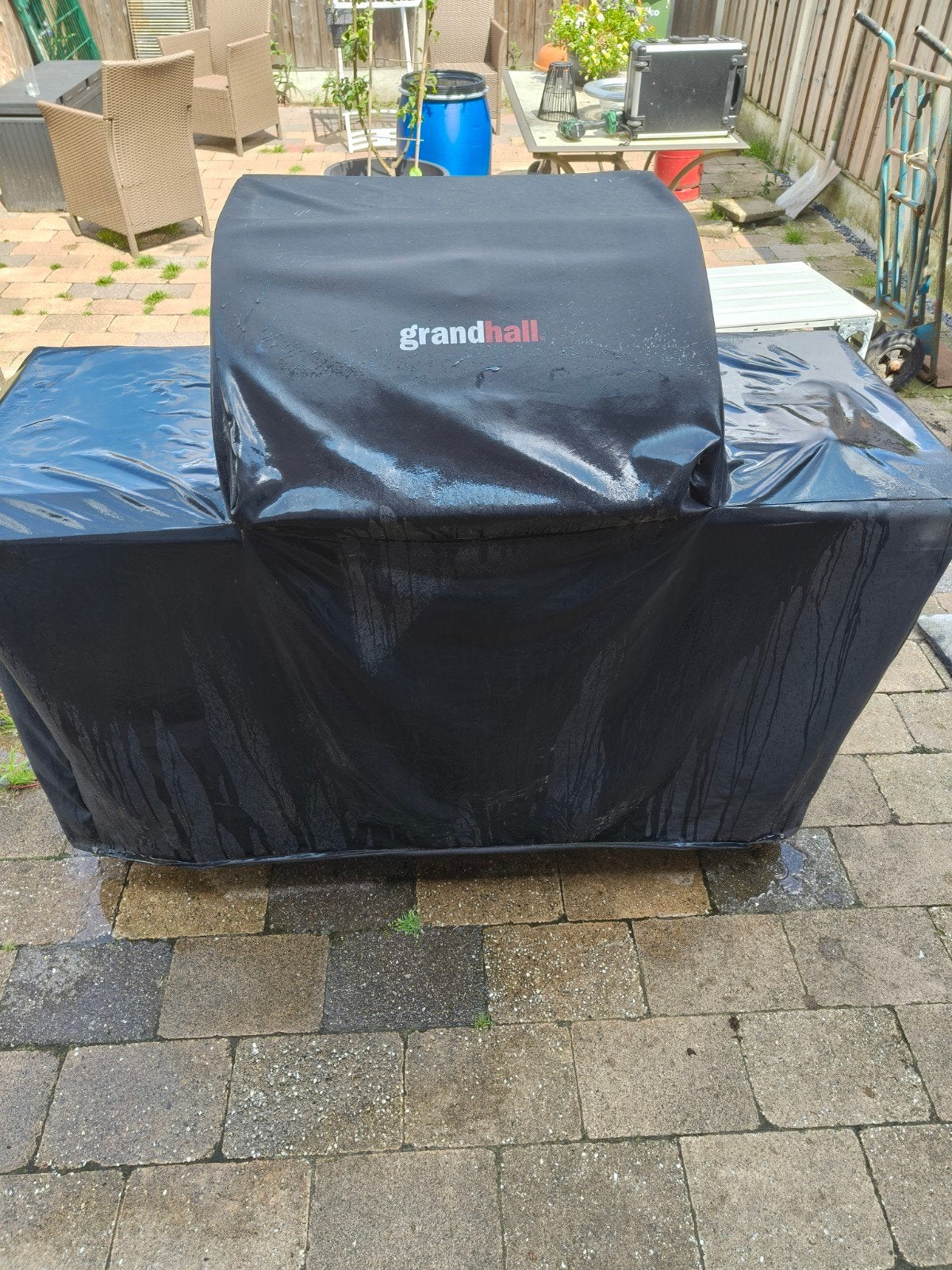 Grandhall gasbarbecue met zijbrander en hoes, Ophalen of Verzenden, Gebruikt, Grandhall