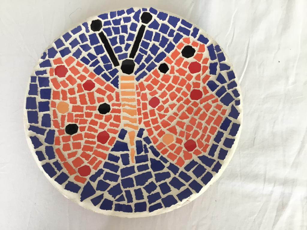 Handgemaakt Mozaïek Bord met Vlinderdesign, Ophalen of Verzenden