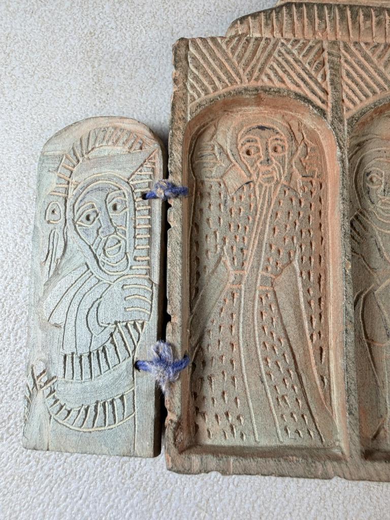 260514 oud stenen coptic ikon - 4 doors uit Ethiopie., Ophalen of Verzenden