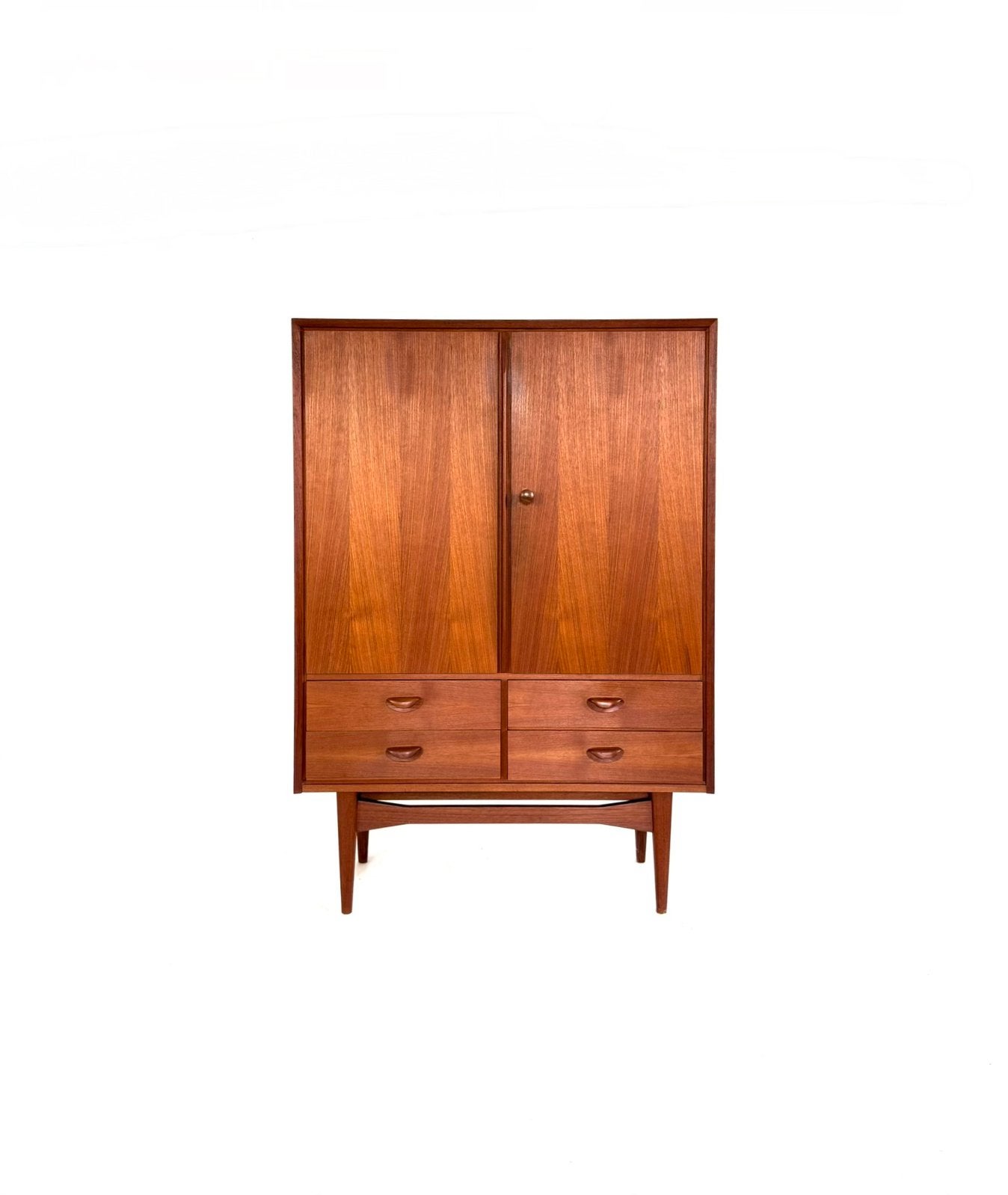 Vintage Deens teakhouten highboard, jaren ‘60, Met deur(en), 100 tot 150 cm, Teakhout, Ophalen of Verzenden