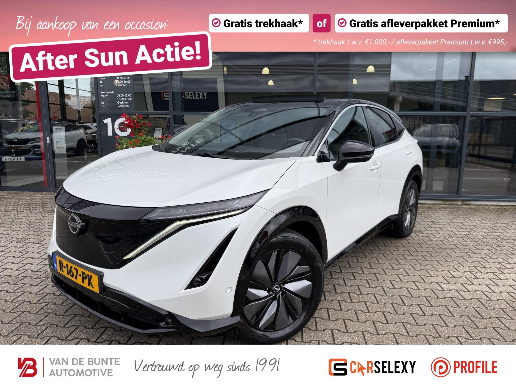 Nissan Ariya Evolve 91 kWh *Trekhaak & Panoramadak*, Auto diversen, Wit, Nissan Nederland BV, Elektrisch, Herikerbergweg 214
1101 CM  Amsterdam, NL