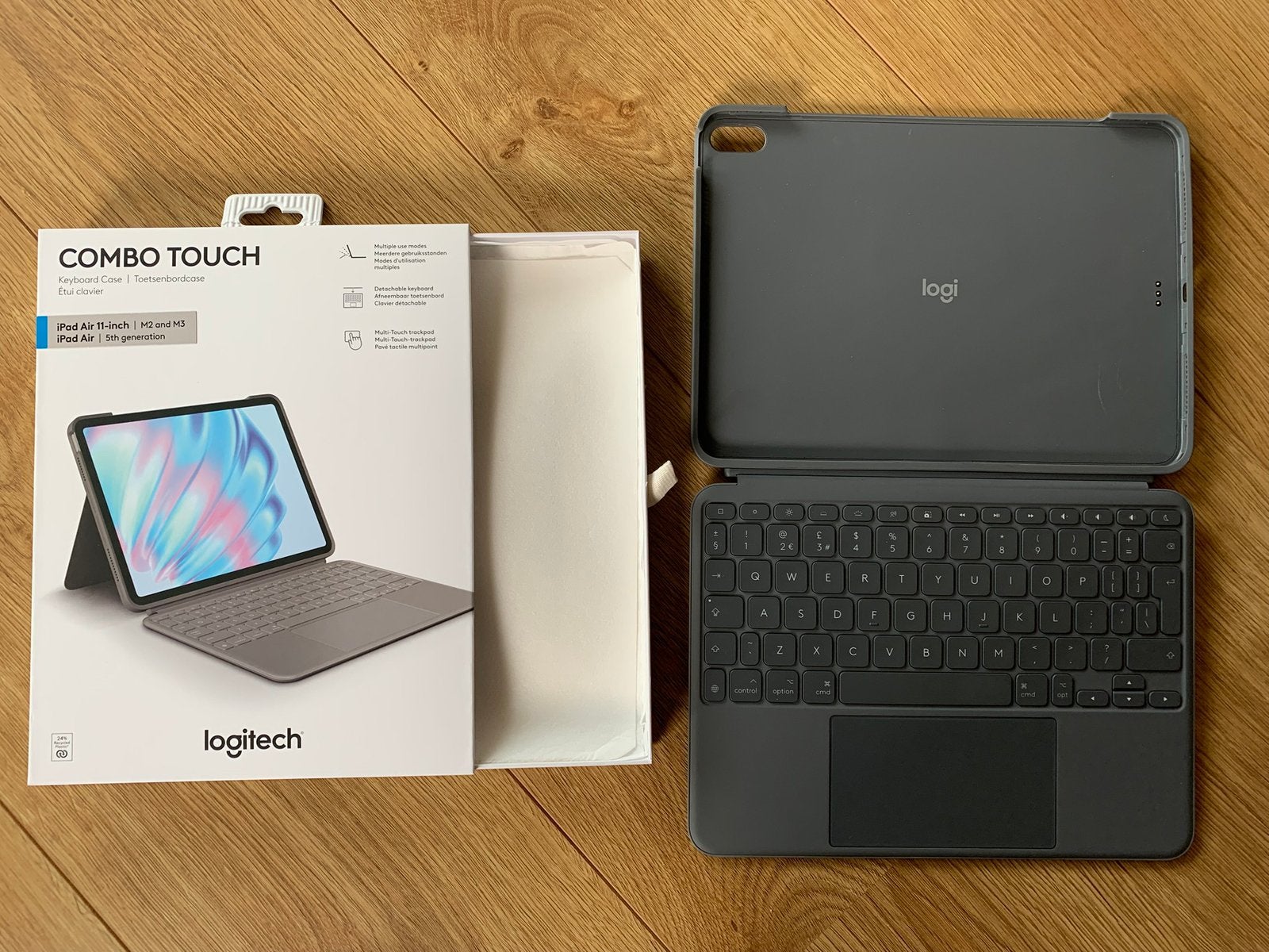 Logitech Combo Touch iPad Air 11" (M2/M3) Toetsenbord, Ophalen, 11 inch, Bescherming voor- en achterkant, Ipad Air M2/M3