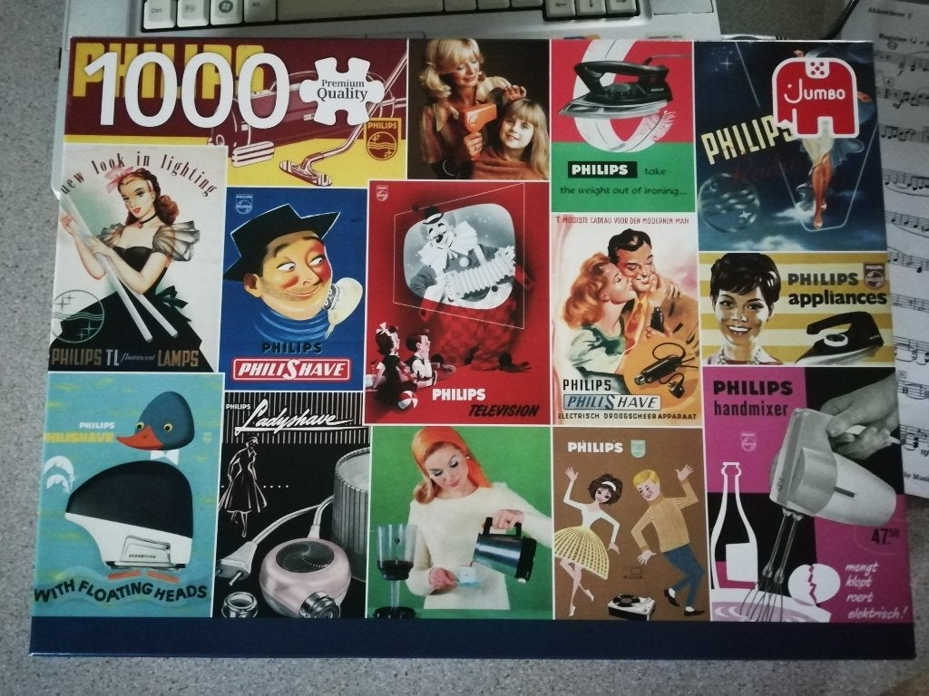 Jumbo Puzzle Nostalgisch Philips, Hobby en Vrije tijd, Ophalen of Verzenden, 500 t/m 1500 stukjes, Zo goed als nieuw, Legpuzzel