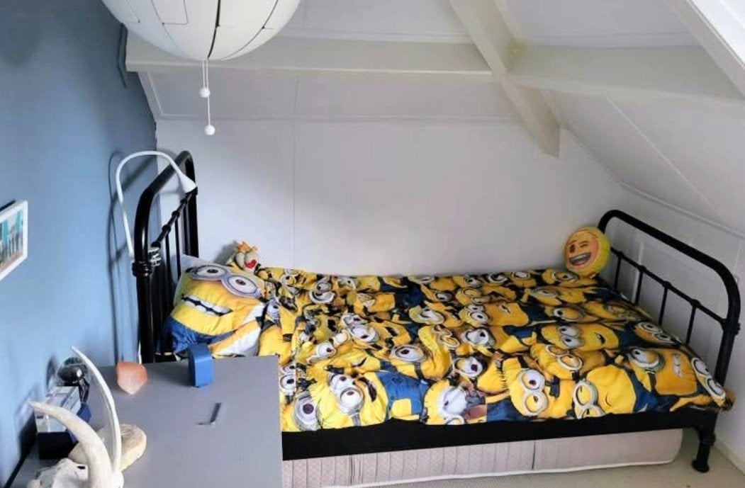 Zwart spijlenbed met lattenbodem (90x200), Ophalen, Gebruikt, 90 cm, Eenpersoons