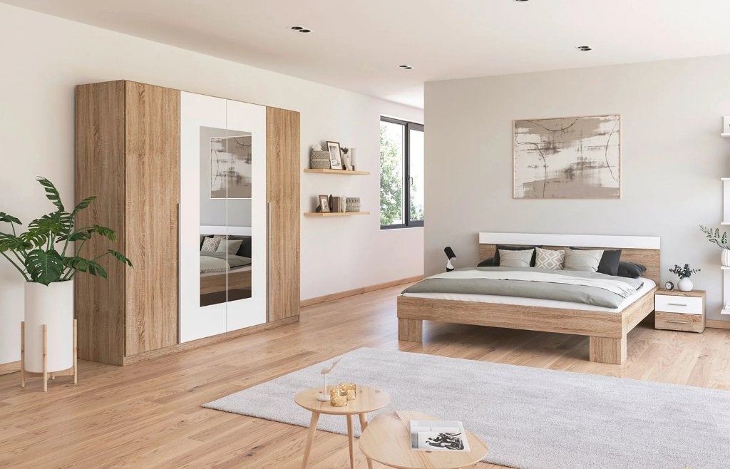 Complete Slaapkamer: Bed 180 met nachtkastjes en grote kast, Verzenden, Nieuw, Tweepersoons