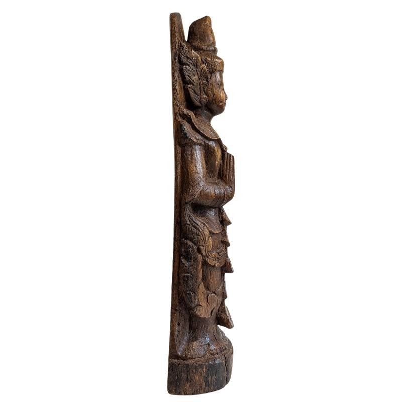 Birmees houten tempelbeeld Thagyamin – 19e eeuw – 007, Gebruikt, 63 cm, Ophalen of Verzenden, Hout