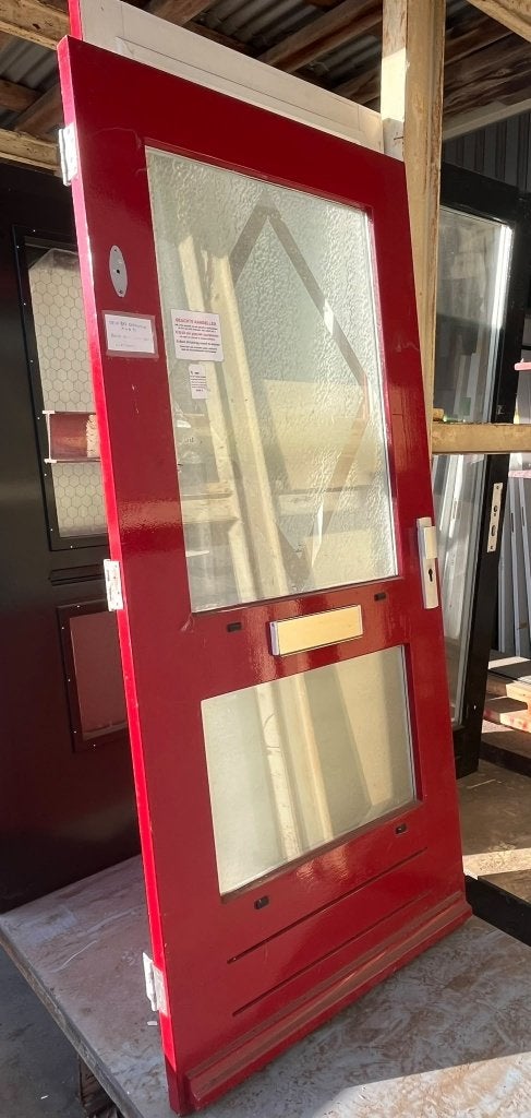 Voordeur deur met decoratief glas ( 632 ), Ophalen, Gebruikt, 80 tot 100 cm, Buitendeur