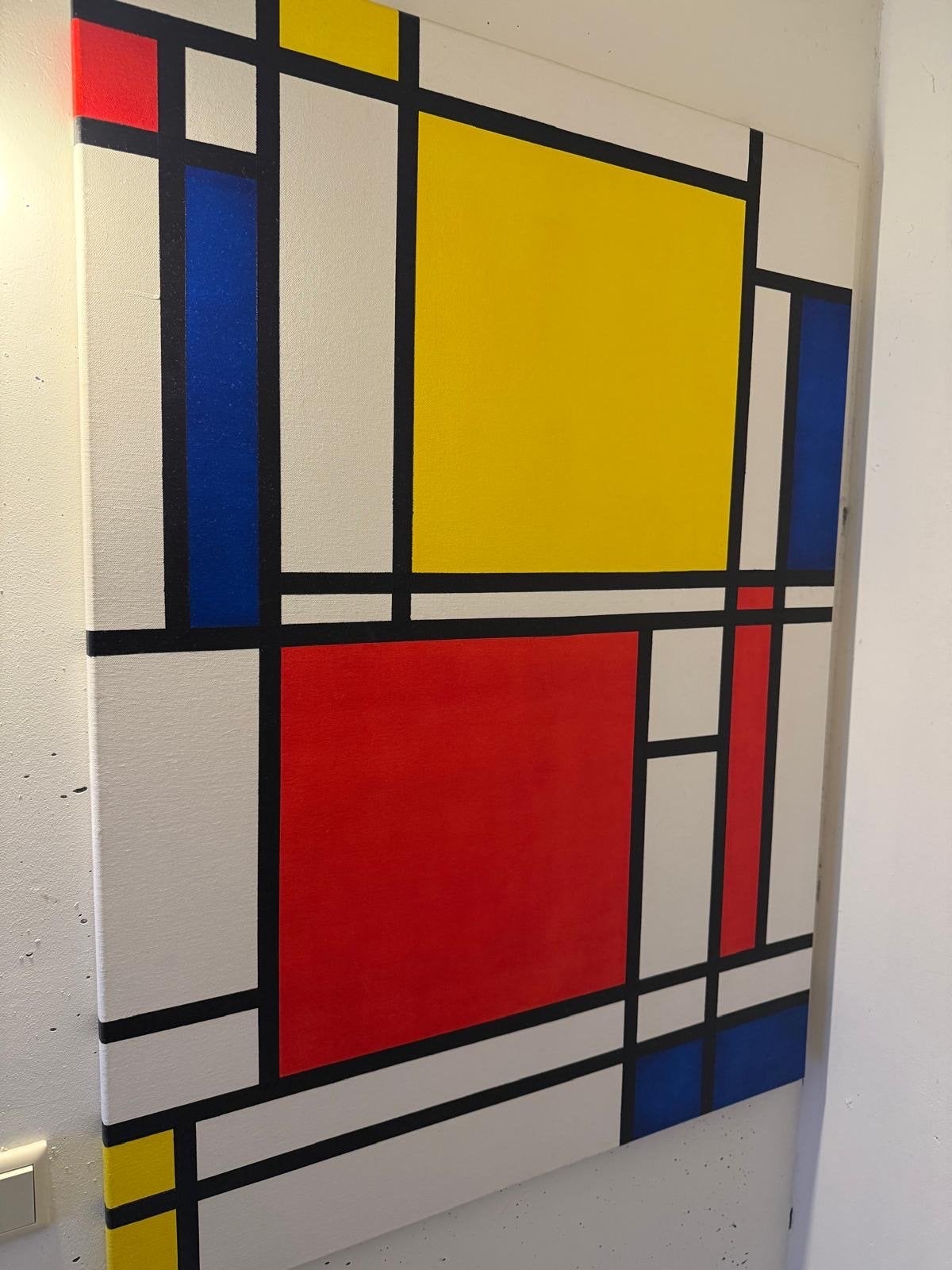 Zelfgemaakt schilderij in Mondriaan-stijl, Ophalen