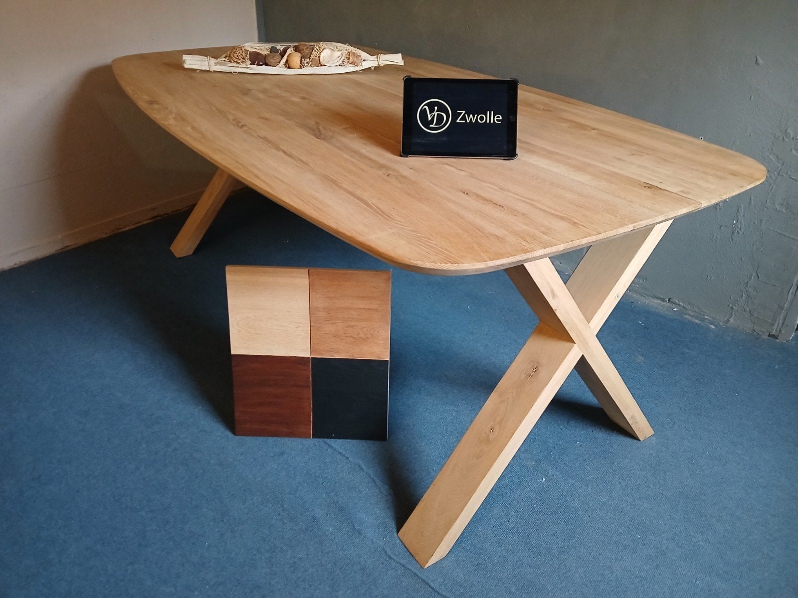 Eiken eettafel div poten ook industrieel Deens ovaal recht, 100 tot 150 cm, Ophalen of Verzenden, Vijf personen of meer, Eikenhout