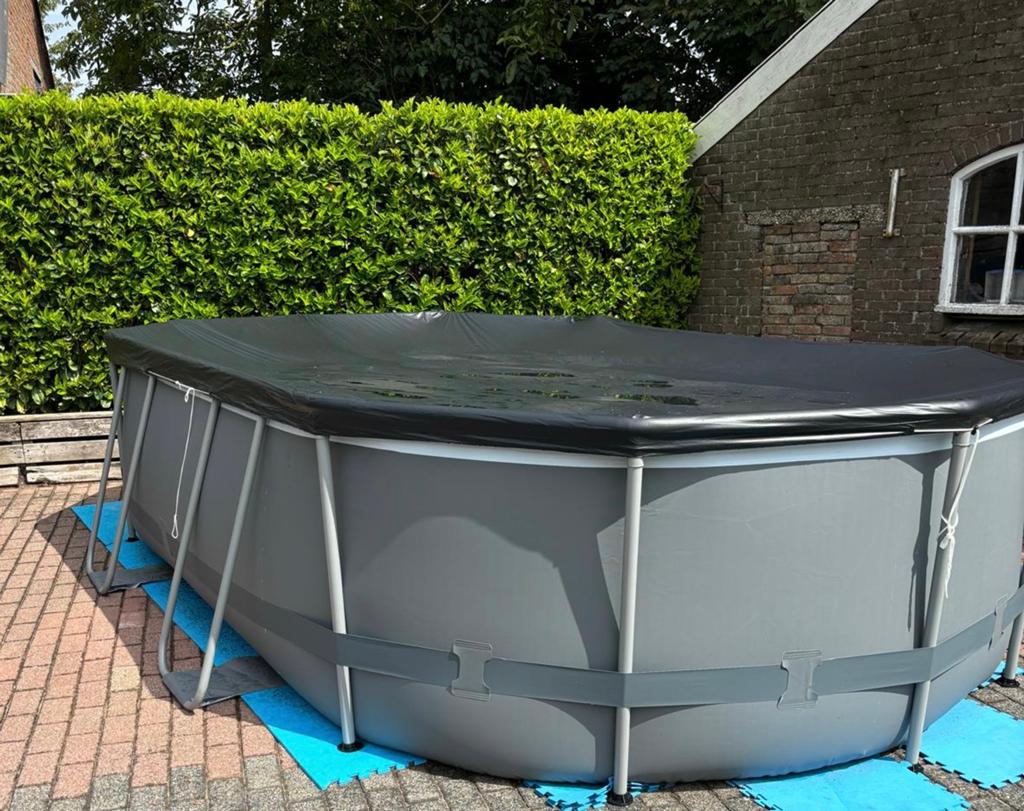 Zwembad bestway steel pro max 4.88x3.05 met warmtepomp, Ophalen, Gebruikt, 80 tot 120 cm, 300 cm of meer