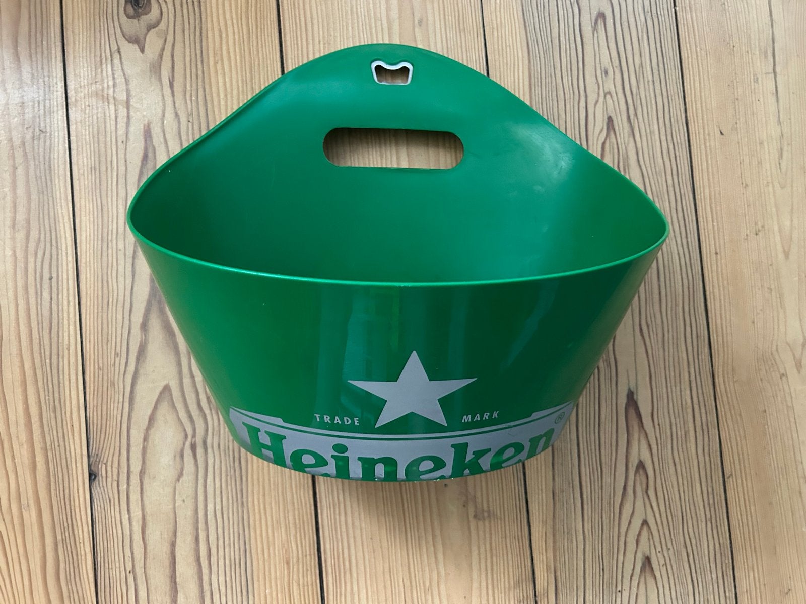 Heineken koeler/mandje met opener, Ophalen of Verzenden, Gebruikt, Groen, Kunststof