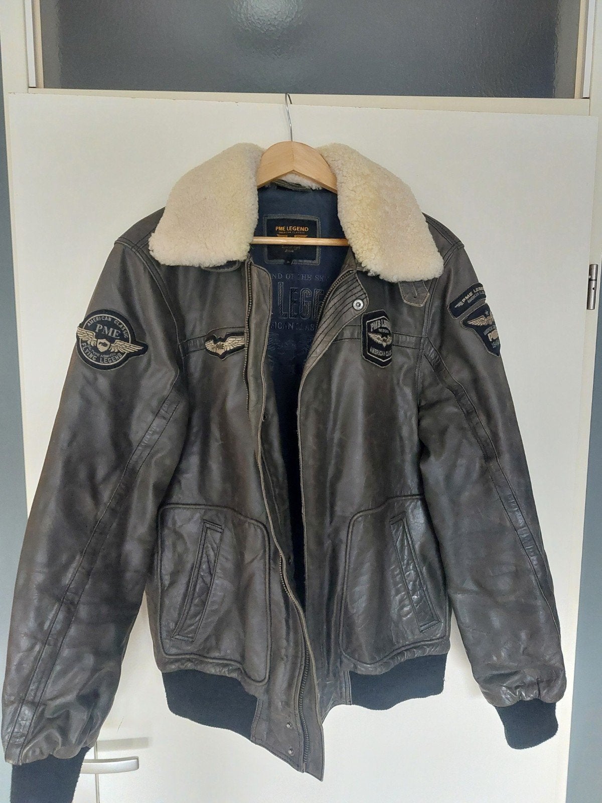 PME Legend Hudson Bomber Jacket - Leer met schapenvacht, Ophalen of Verzenden, Maat 56/58 (XL)