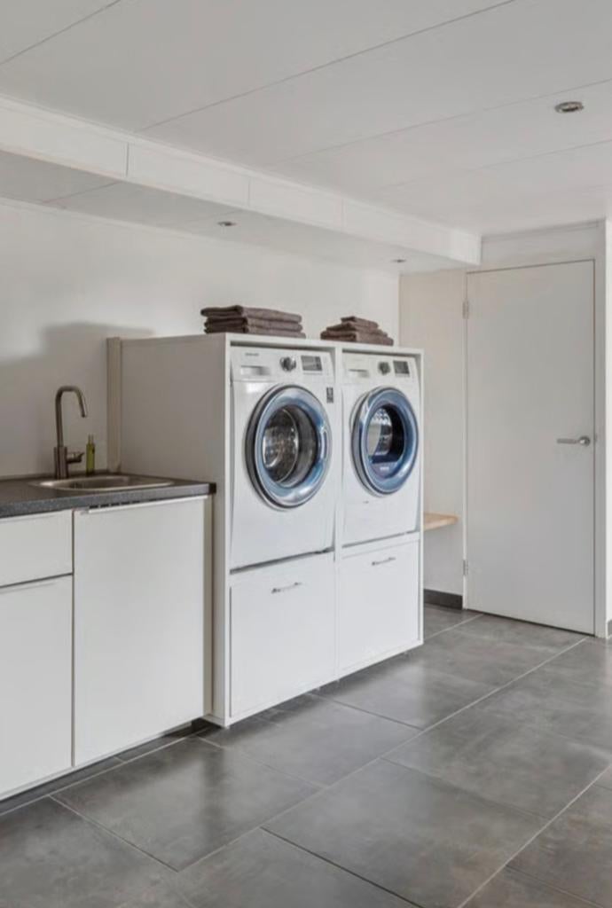 Wasombouw wit voor wasmachine en droger, met 2 lades, Ophalen, Gebruikt