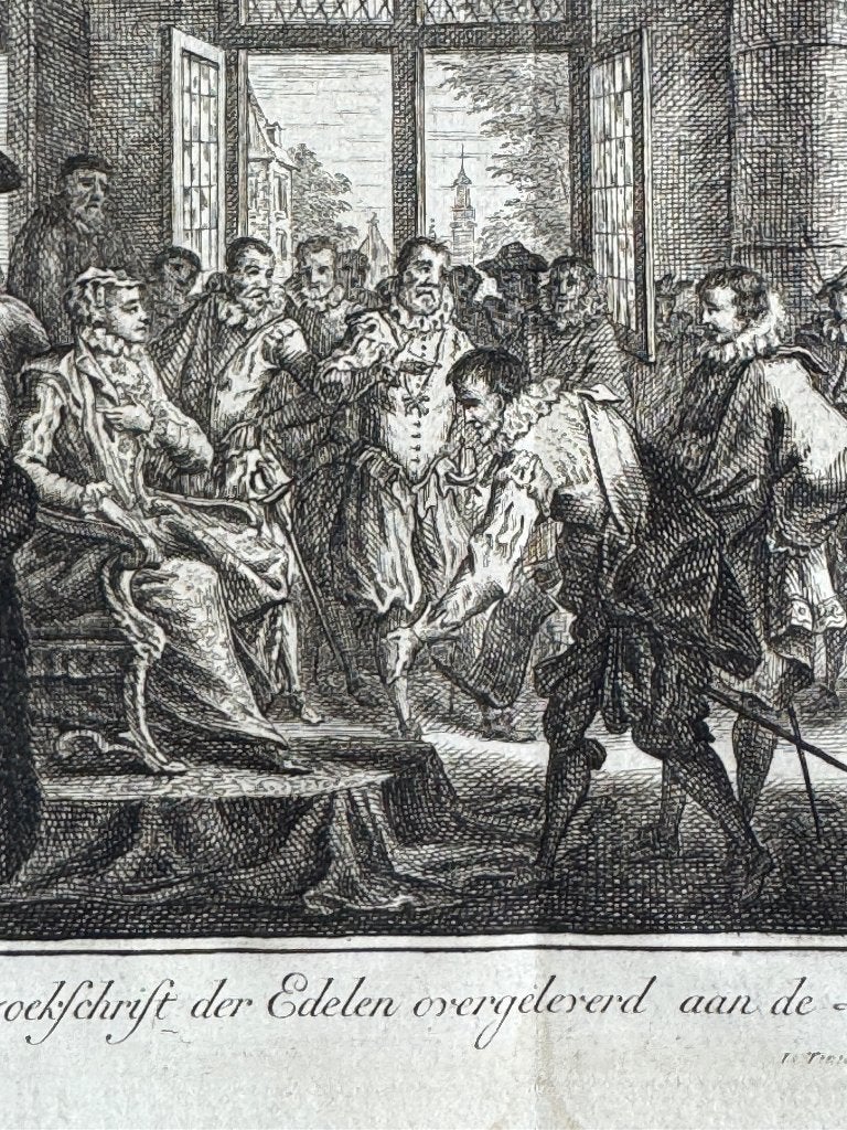 OUD - 80 jarige oorlog - oude ets - 1750 - P0870-05, Ophalen of Verzenden, Ets, 1700 - 1799