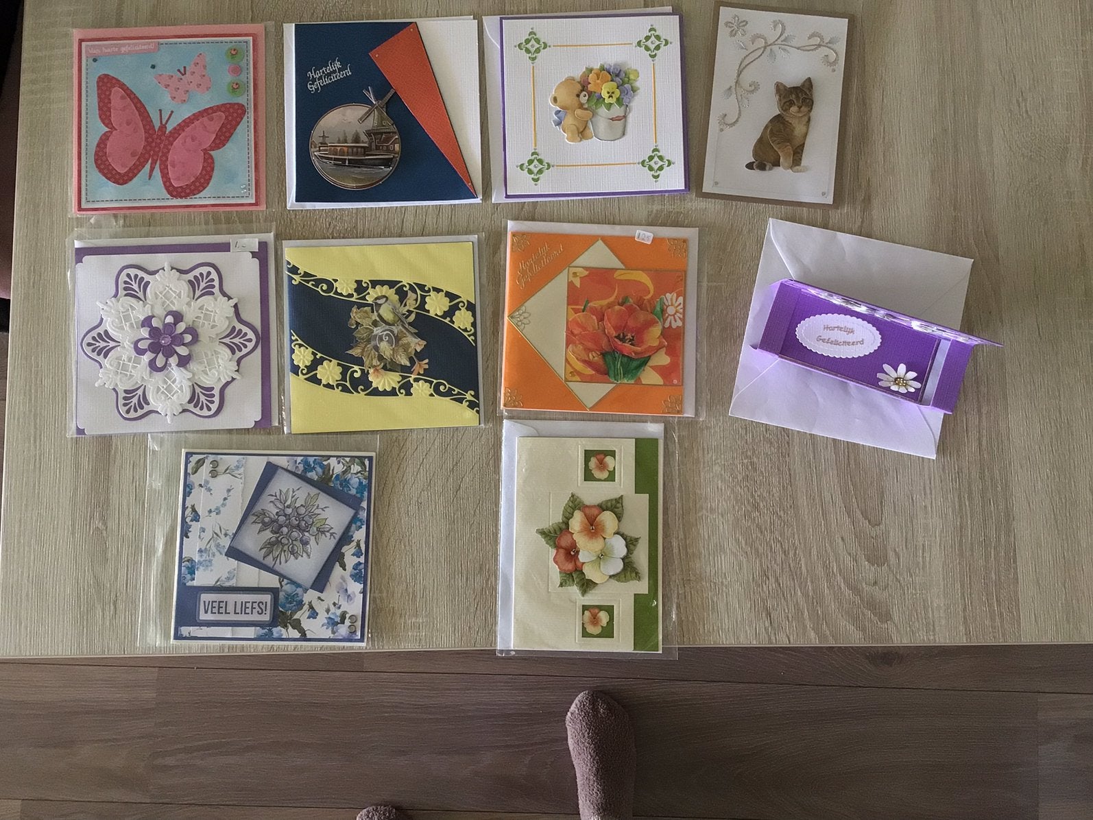 10 zelfgemaakte kaarten met envelopen hoesje, Hobby en Vrije tijd, Kaarten | Zelf maken, Ophalen of Verzenden, Nieuw, Overige thema's
