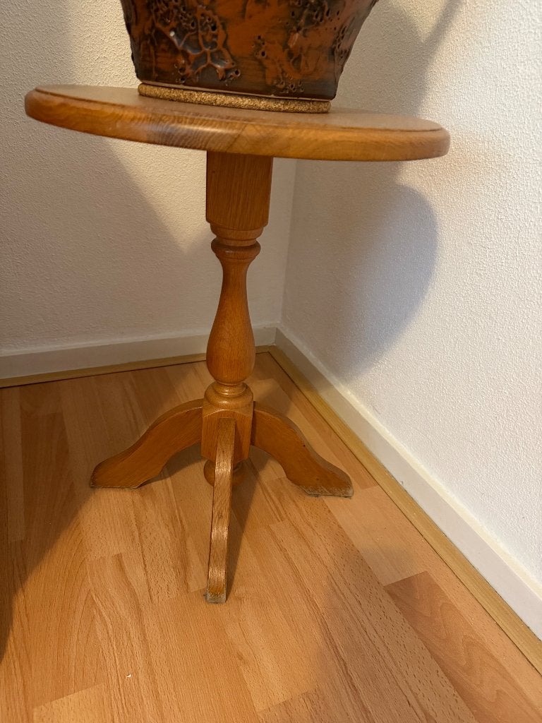 Eiken bijzettafel, Huis en Inrichting, Tafels | Bijzettafels, Minder dan 55 cm, Gebruikt, Rond, Hout