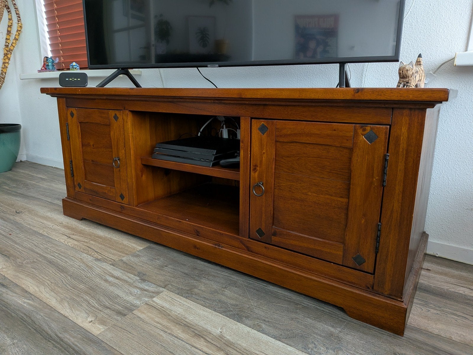 Acacia TV meubel 155x60x55 cm met meubelpaspoort, Ophalen, Gebruikt, 150 tot 200 cm, Minder dan 100 cm