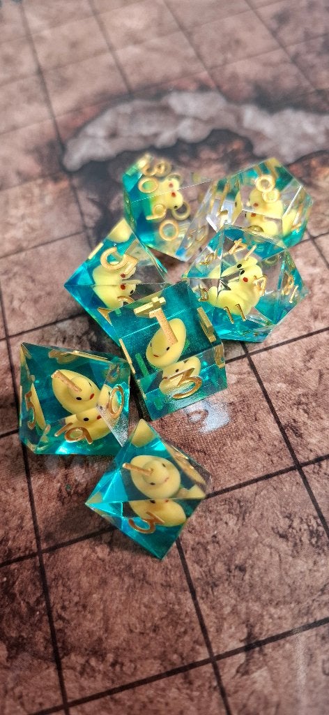 D&D Dobbelstenen Set Rubber Duck Badeendjes Goud Resin, Onbekend, Ophalen of Verzenden, Onbekend, Onbekend