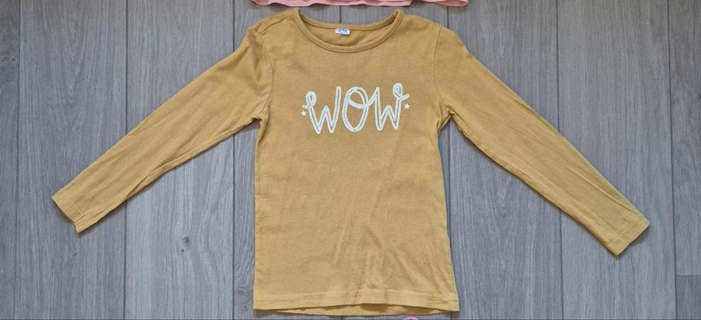 Zeeman wow longsleeve shirt okergeel mt 110/116, Kinderen en Baby's, Kinderkleding | Maat 110, Ophalen of Verzenden, Zo goed als nieuw