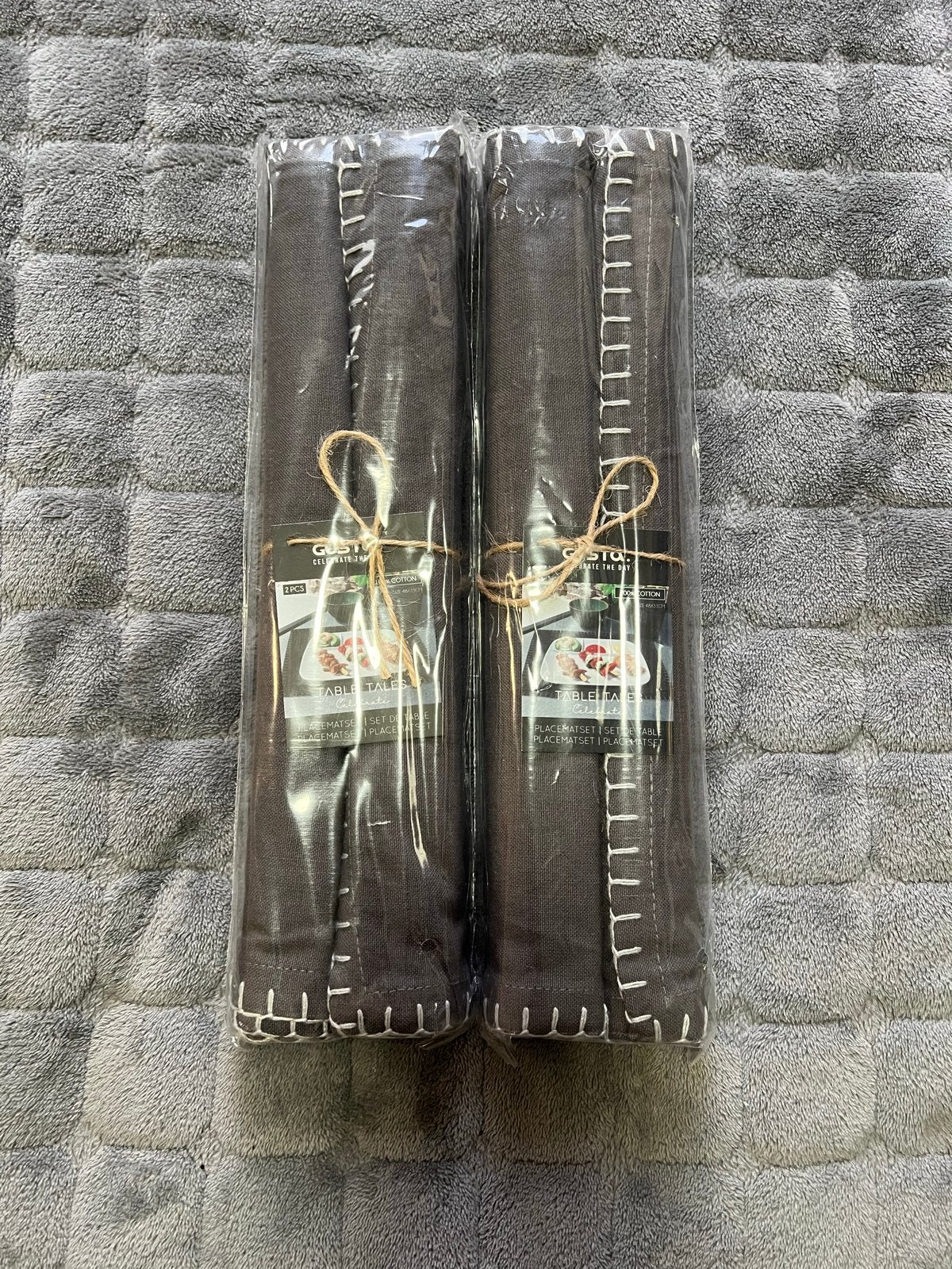 2x set van 2 Gourmetteria Placematset, grijs, 100% katoen, Katoen, Overige merken, Wasbaar, Nieuw