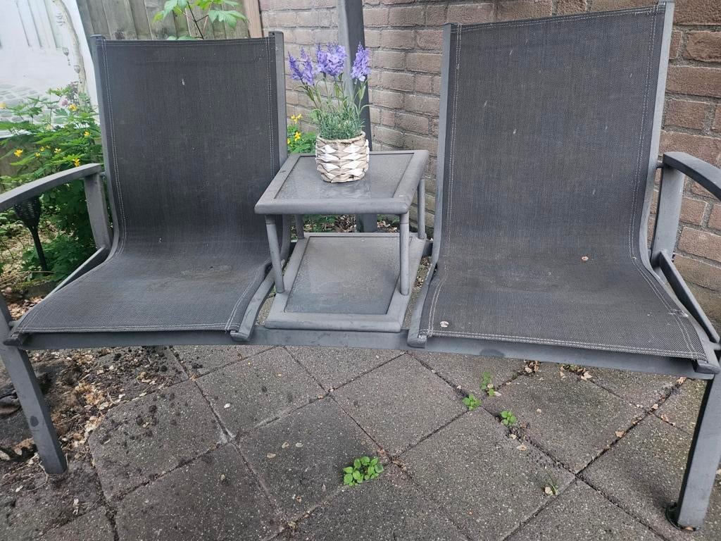 Tete a Tete bankje, Tuin en Terras, Ophalen, Gebruikt, Aluminium