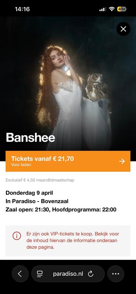 3x Banshee concert 9 april paradio, April