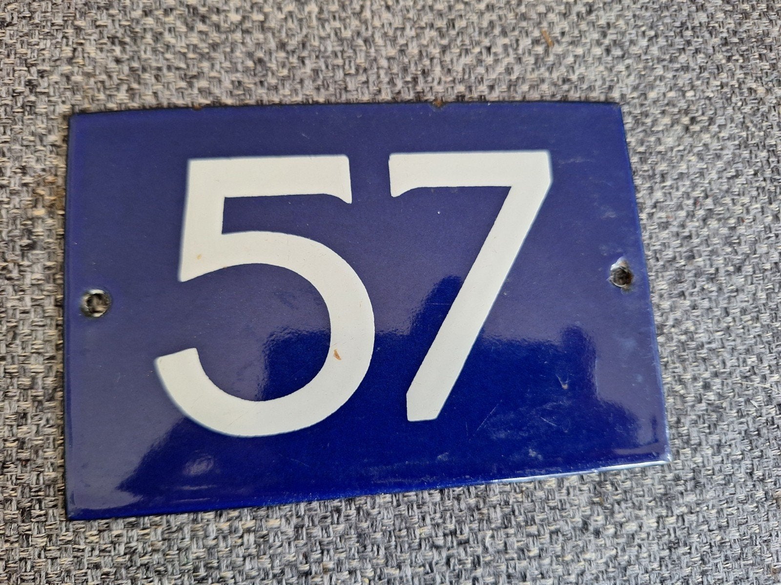 brocant emaille bordje, nr 57, Ophalen of Verzenden