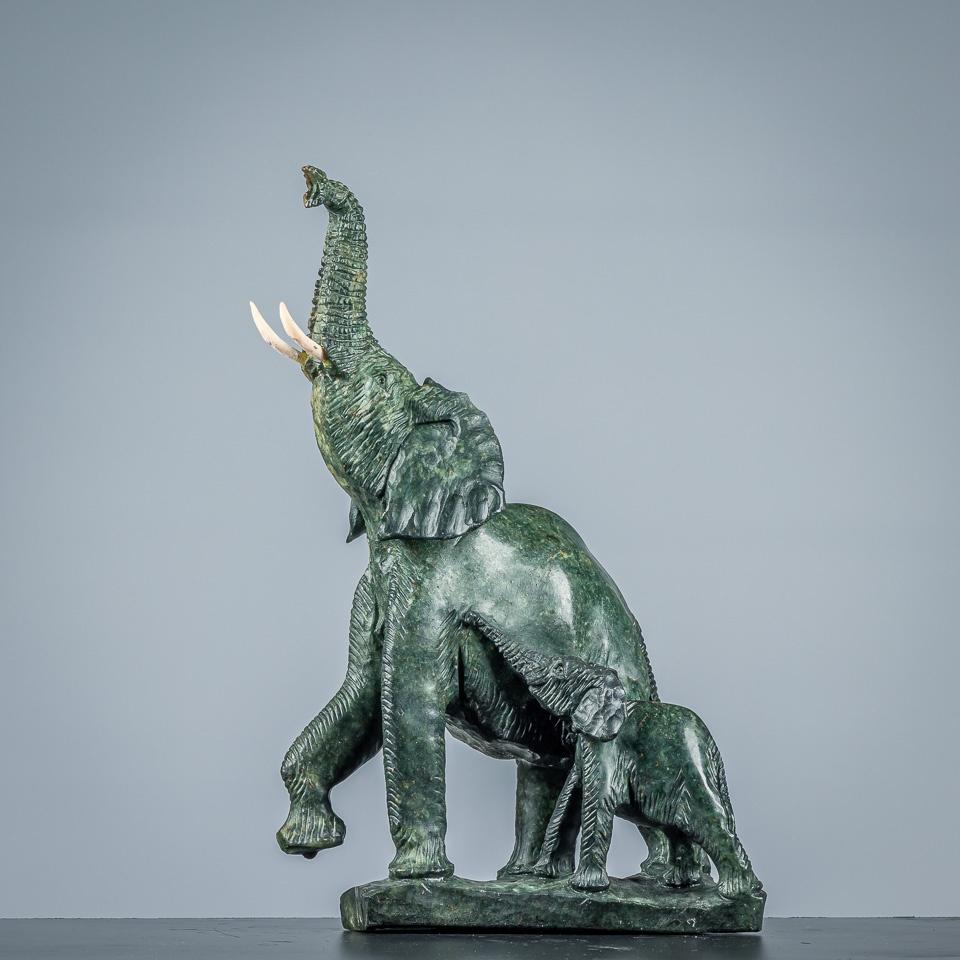 Beeld van een olifant met kalf, Ophalen of Verzenden