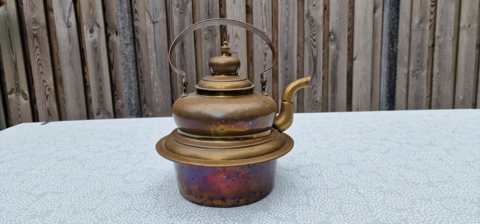 Antieke koperen theeketel met unieke patina, Antiek en Kunst, Ophalen of Verzenden, Koper