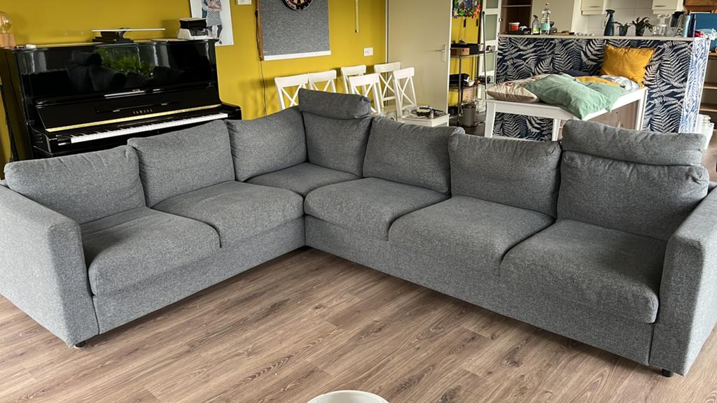 Ikea Vimle hoekbank middengrijs zgan, Ophalen, Zo goed als nieuw