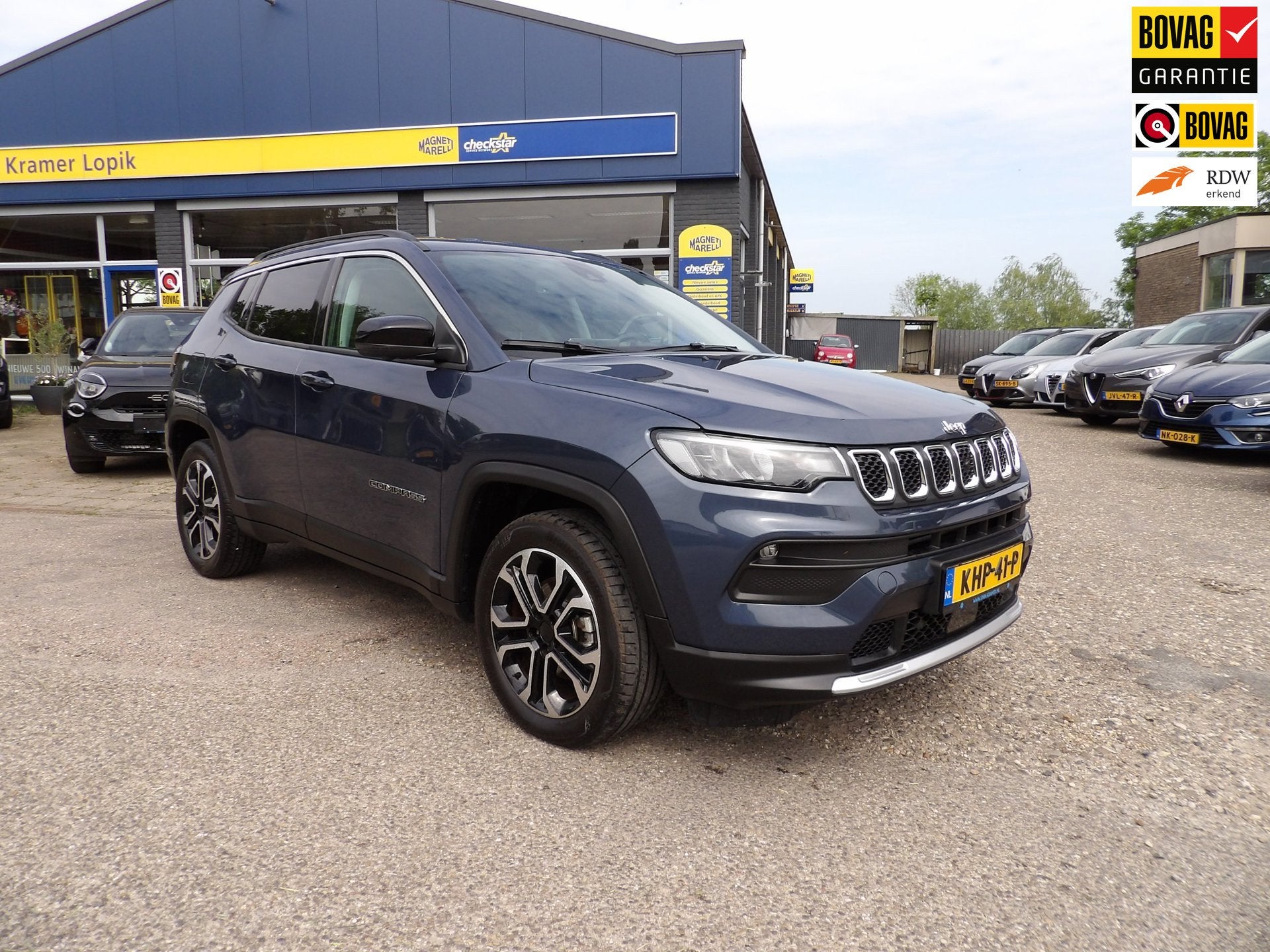 Jeep Compass 1.5T e-Hybrid Limited / Rijklaarprijs, 12 maanden, Gebruikt, 4 cilinders, Blauw