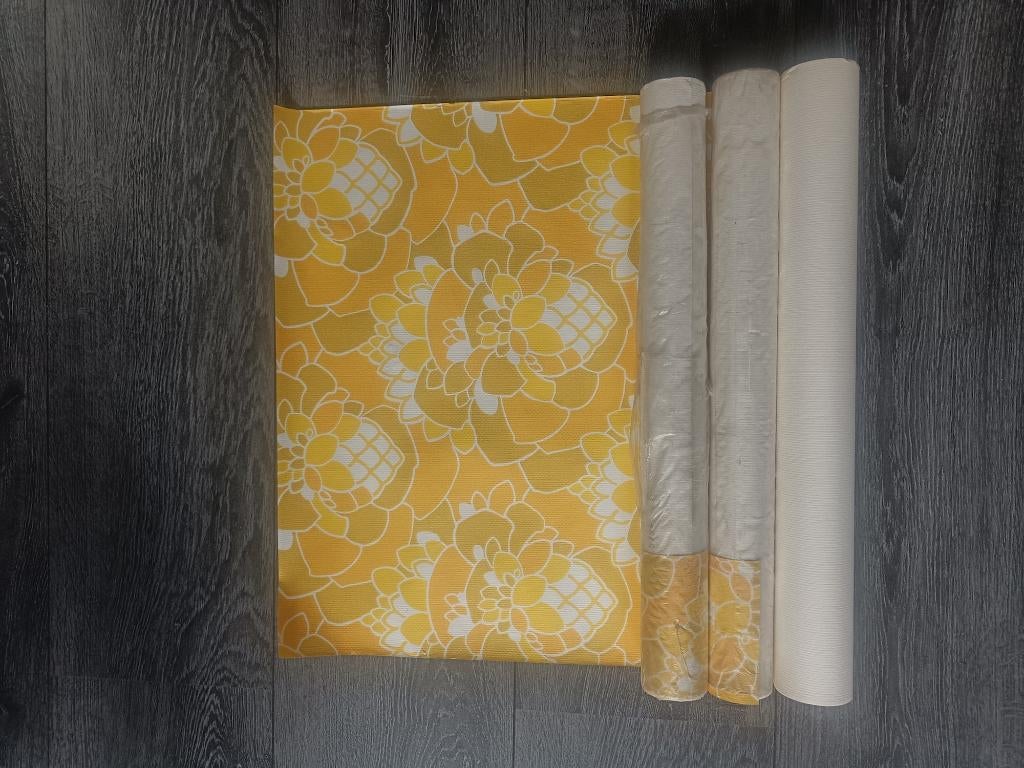 Origineel vintage behang vintage wallpaper, Ophalen of Verzenden, Minder dan 10 m², Geel, Retro vintage