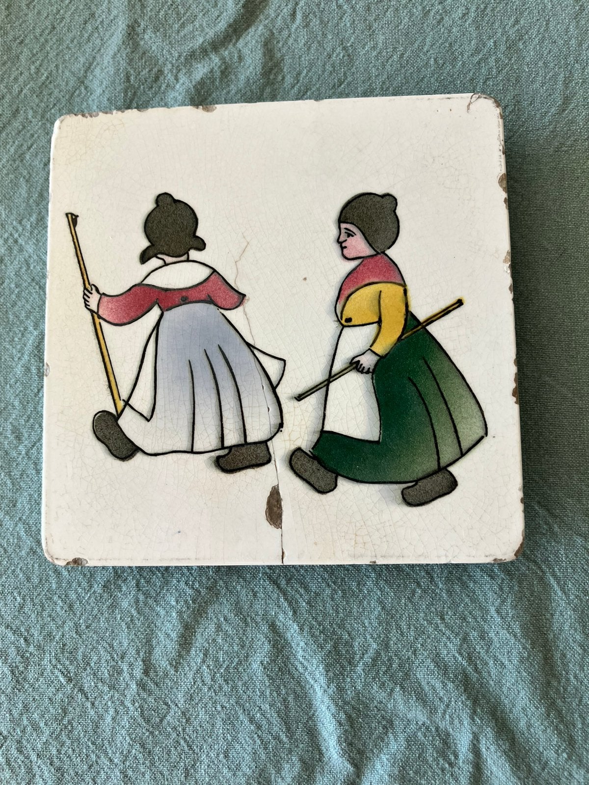 Oud tegeltje, 15 x 15 cm, Antiek en Kunst, Ophalen of Verzenden