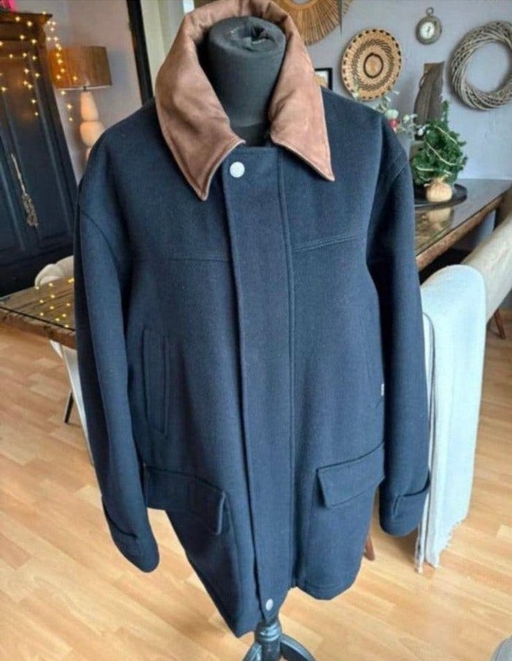McGregor mooie donkerblauwe heren winterjas wol/cashmere 50, Ophalen of Verzenden, Zo goed als nieuw, Maat 48/50 (M), Blauw