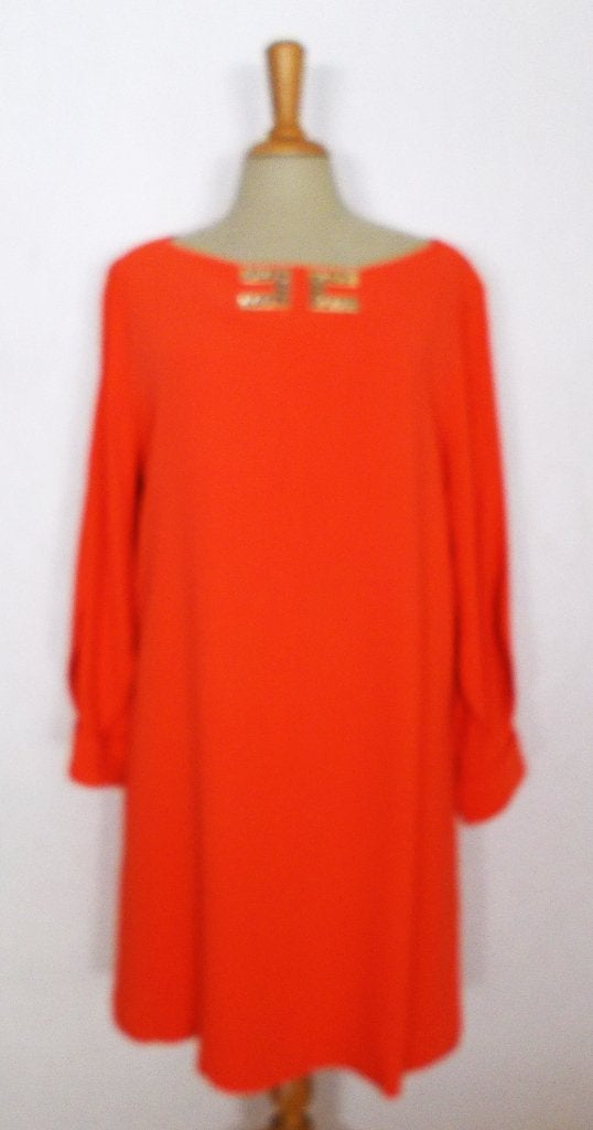 Oranje jurk met aparte mouwen van Elisabetta Franchi! L, Kleding | Dames, Jurken, Verzenden, Maat 42/44 (L), Oranje, Zo goed als nieuw