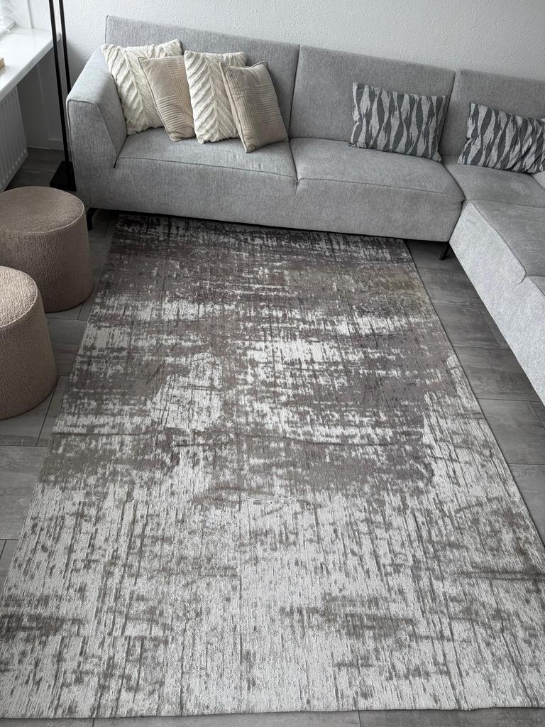 Modern vloerkleed 160x200cm, 100% katoen, Ophalen, Wit, 150 tot 200 cm, 200 cm of meer