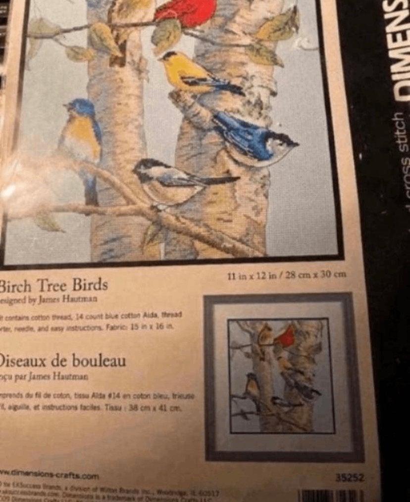 BORDUURPAKKET DIMENSIONS BIRCH TREE BIRDS, Verzenden, Nieuw, Handborduren, Borduurpakket