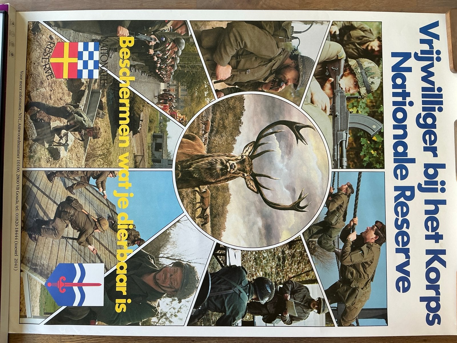 Poster Korps Nationale Reserve-Beschermen wat je dierbaar is, Ophalen of Verzenden, Landmacht, Nederland, Foto of Poster
