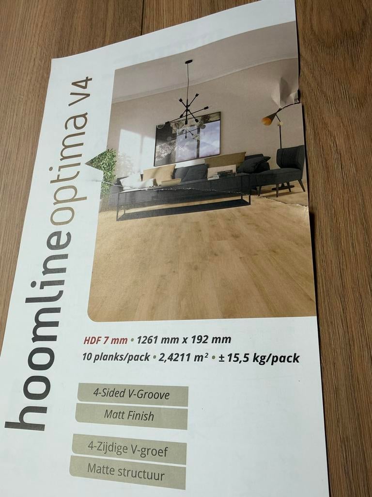 17.oo MTR/2 LAMINAAT HOME LINE TOP KWALITEIT, Ophalen, Nieuw, Bruin, 10 tot 25 m²